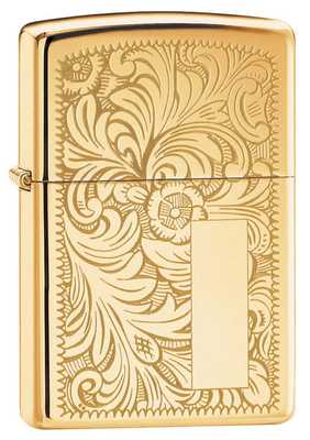 Зажигалка ZIPPO Venetian® с покрытием High Polish Brass, латунь/сталь, золотистая, 36x12x56 мм