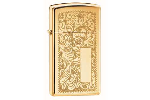 Zippo Slim Venetian High Polish Brass