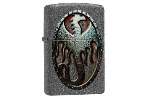 Zippo Metal Dragon Shield Design Iron Stone