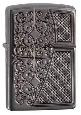 Зажигалка ZIPPO Armor™ с покрытием Black Ice®, латунь/сталь,чёрная, глянцевая, 36x12x56 мм