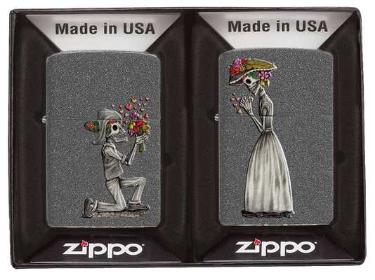 Набор ZIPPO Влюбленные зомби из двух зажигалок с покрытием Iron Stone™, серые, матовые