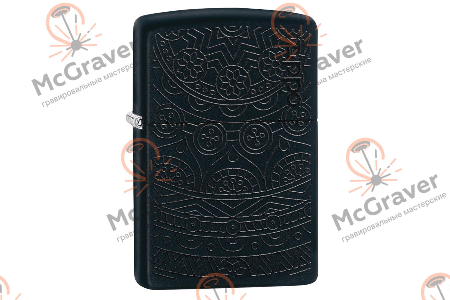 Zippo Tone on Tone Design Black Matte (29989) - купить товары с гравировкой  и доставкой